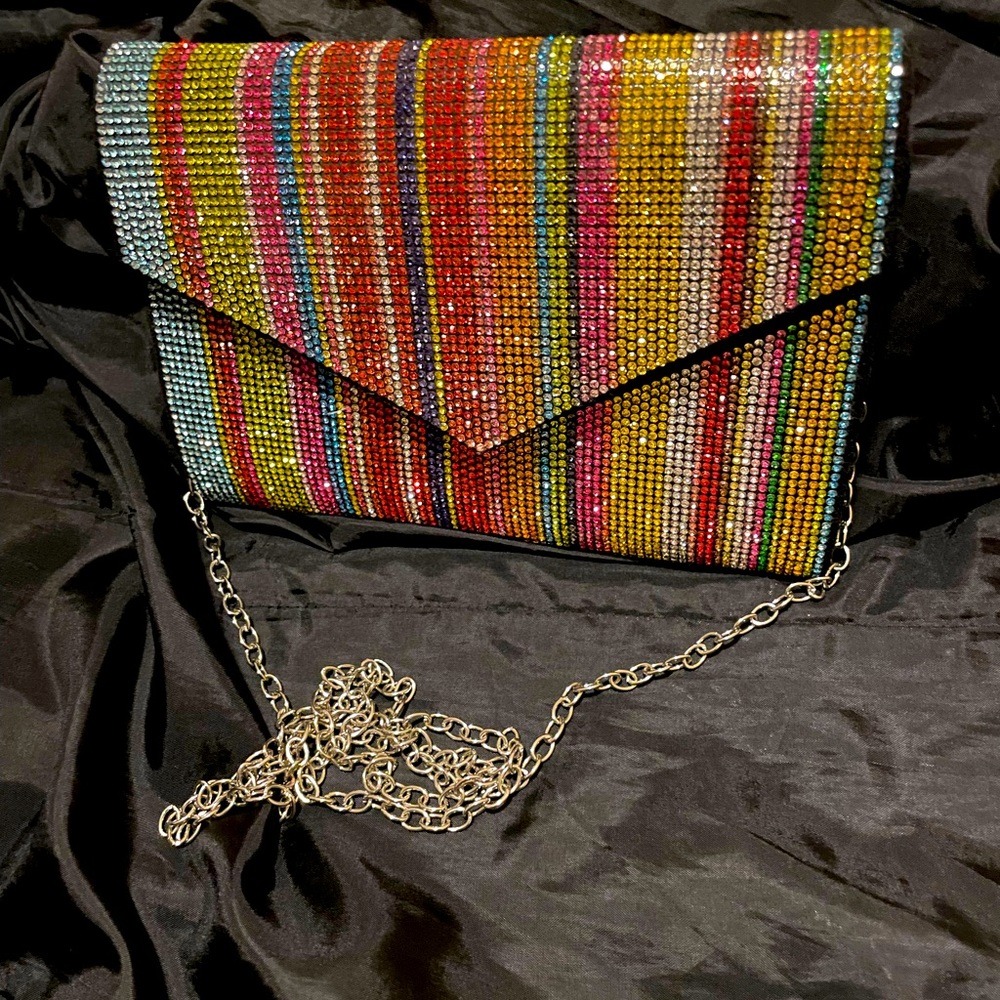 Rhinestone Clutch ~ Rainbow Multicolored
